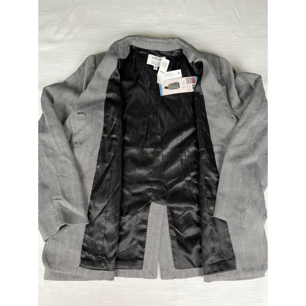 Edited x Hunter McGrady Herringbone Blazer Grey Black Large NWT ER5010 - Picture 5 of 7
